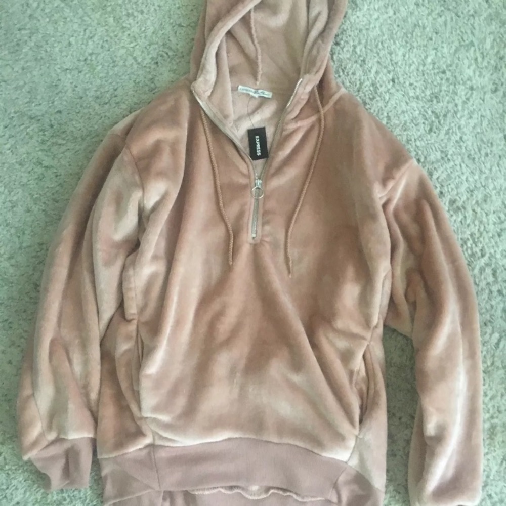 Express one eleven oversized velour sweatshirt